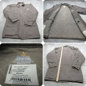 Lapco FR Jacket Mens Medium Gray Canvas Flame Resistant Full Zip Insulated‎ Logo